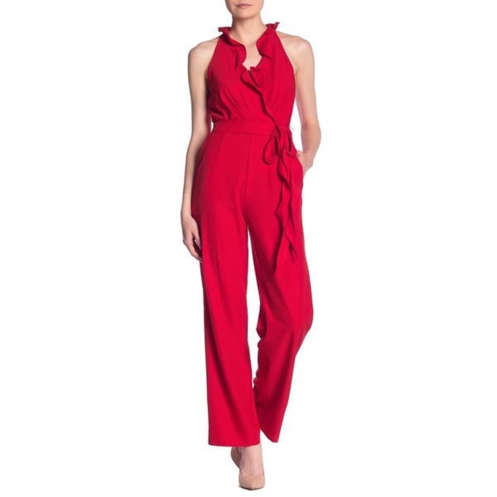 Red ruffled jumpsuit